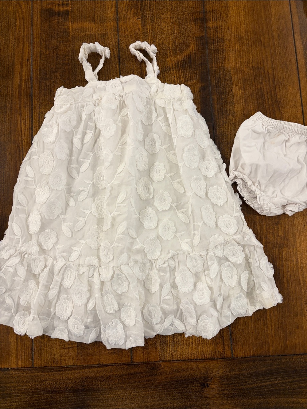 Janie and Jack White Floral Embroidered Baby Dress with Bloomers